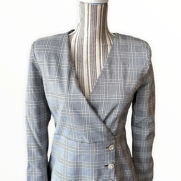 ZARA | Black & White | PLAID BLAZER DRESS - Picture 6 of 12